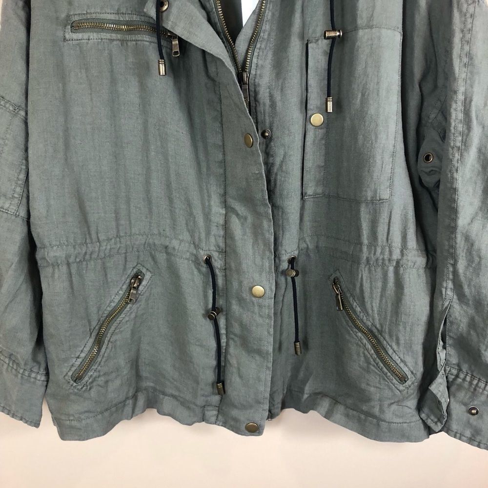 NWT Joie Filotea Zip Front Linen Jacket Green - Picture 6 of 7
